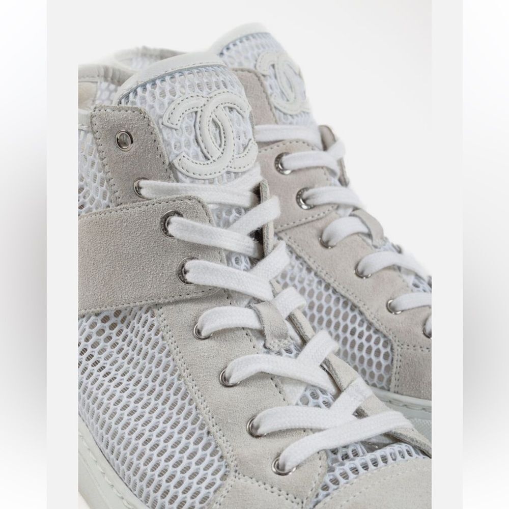 CHANEL Cream and White mesh Sneakers, US7 - Picture 8 of 11